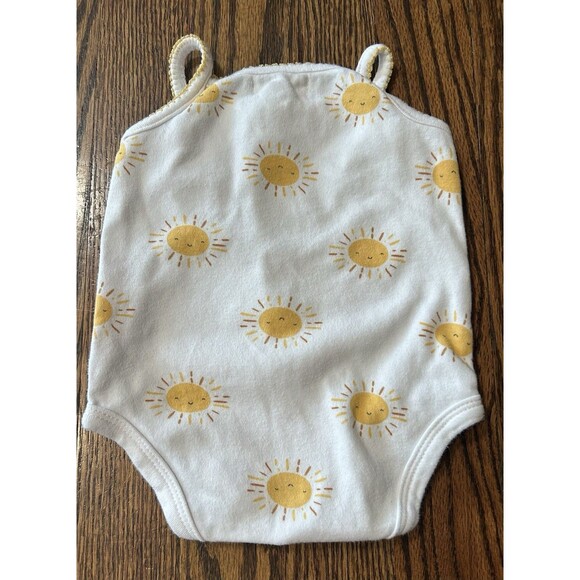 Rabbit + Bear 100% Organic Cotton Sleeveless Sun Icon Bodysuit Bow Size 0-3M - Picture 2 of 6